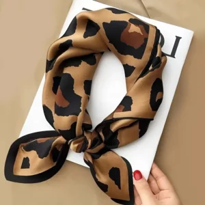 Leopard Satin Neck Scarf
